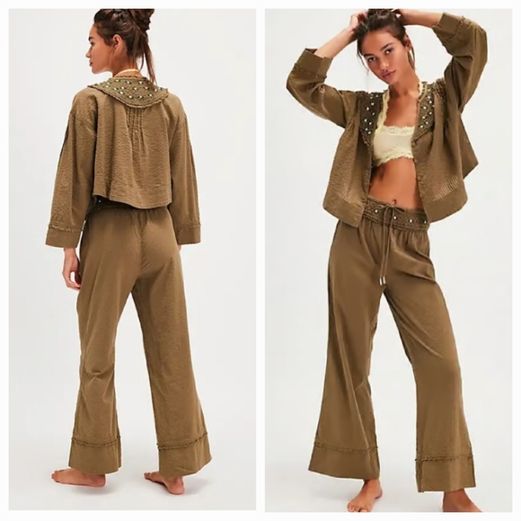 Free People Pants - Free People Intimately Sweet As Roses Lounge Set Sage